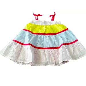 Baby Gap Girls Colorblock Tiered Sundress Dress, Pink Yellow, Size 6-12 Mo, NEW